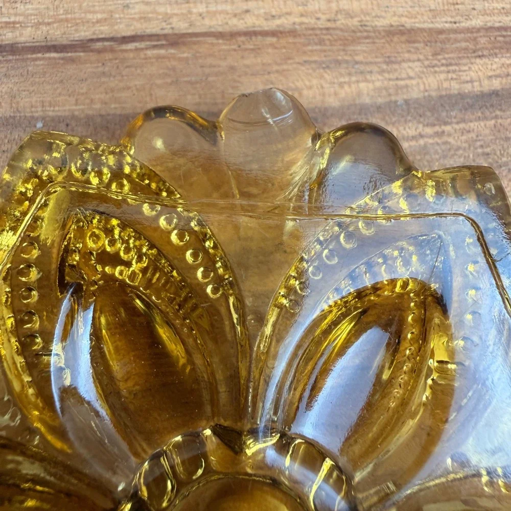 Antique Amber Pressed Glass Curtain Tie-Backs 3